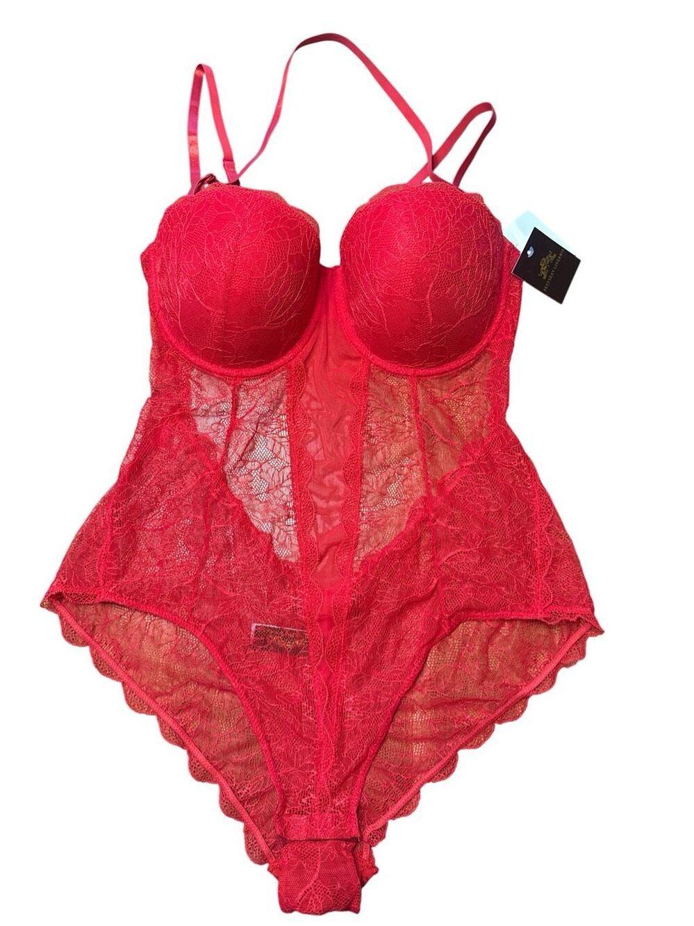 Just Sexy Lingerie Red Lace Teddy Bodysuit Plus Size 2X